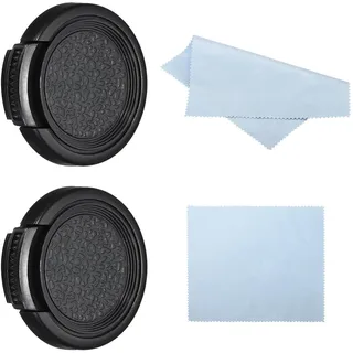 PATIKIL 30mm Objektivdeckel, 2 Stück Seitenklemmung Kamera Objektivabdeckung zum Schutz der Frontlinse mit Reinigungstuch, Geeignet für 30mm Gewinde Universal-DSLR-Objektive, Schwarz