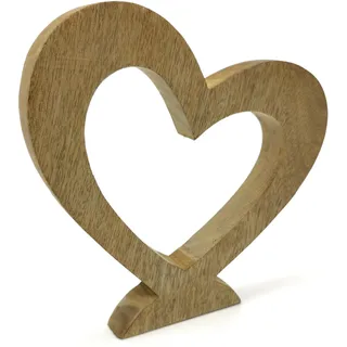 DARO DEKO Holz Herz stehend 15cm Natur braun