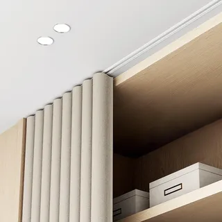 Vorhangschiene Gardinenschiene Unterputz-Vorhangschiene 120 150 180 250 300 400 cm, Deckenmontage, Vorhangschiene für Raumteiler/Erkerfenster, Aluminium-Vorhangschienensystem, eingebettet(96inch/243.8