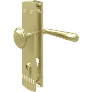 MS Beschläge Sicherheits- Schutzbeschlag Messing Optik Kernziehschutz Knopf/Drücker DIN 10/92