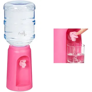 Relaxdays Wasserspender mit Tank & Zapfhahn, Tisch Trinkwasserspender Büro, 4,5 l, Kunststoff, H x D: 47,5 x 17 cm, pink,