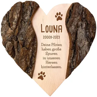 Holzherz mit Gravur zur Trauer, Personalisierte Gedenktafel für Hunde, Andenken an verstorbenen Hund, Herz Grabschmuck, Haustiere Gedenkstein, Trauergeschenke, Haustier Erinnerung, Holz Herz
