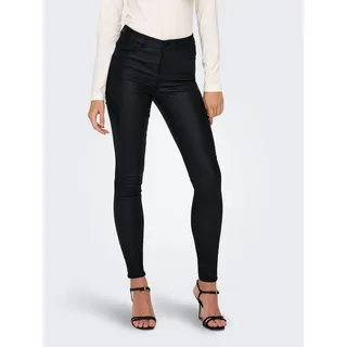 Jdy Lederimitathose "JDYNEWTHUNDER COATED HIGH SKN PNT NOOS", Damen, Gr. M (38), Länge 30, schwarz, Web, Obermaterial: 76% Viskose, 21% Nylon, 3% Elasthan, unifarben, skinny fit normal, Hosen Lederimitathose