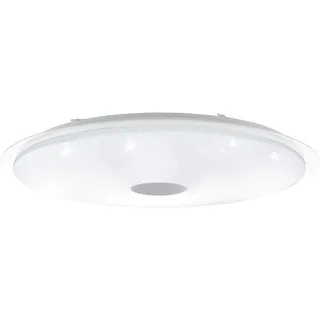 EGLO LED Deckenleuchte Lanciano, Deckenlampe mit Kristall-Effekt, Fernbedienung, Lichtfarbe einstellbar (warm – kalt), Nachtlicht, dimmbar, aus Metall, Kunststoff in Weiß, Transparent, Chrom, Ø 86 cm
