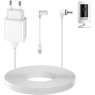 7,6 m Langes Ring Kamera Outdoor Netzkabel und Adapter, Stromkabel und Adapter, KameraLadekabel für Ring Verlängerungskabel USB für Kamera, Ladekabel Netzteil für Innen-und Außenüberwachungskameras
