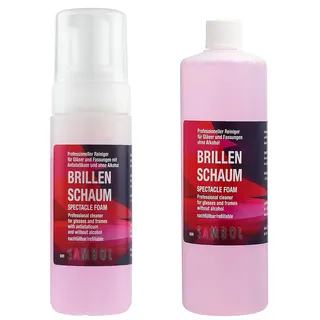 Sambol Brillenschaum 150 ml Flasche & 250 ml Nachfüllflasche im Set Brillenreiniger mit Antistatikum ohne Alkohol by Sambol