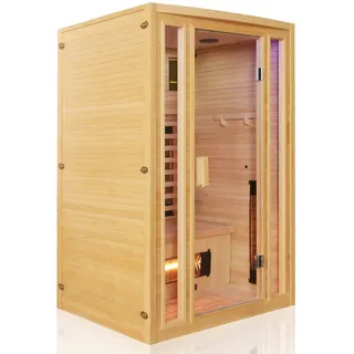 Tronitechnik Infrarotkabine Sauna Manila 120cm x 100cm 2 Personen Vollspektrumstrahler Hemlock Tannenholz