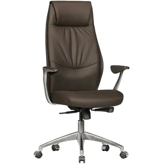 FineBuy Bürostuhl Echtleder Braun