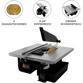 MonsterShop Elektrischer Fliesenschneider 600W 230V Nassschneider mit 180mm Diamantscheiben