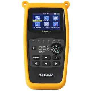 Satlink WS-6933 Camping Satfinder HD | Digitales DVB-S2 SAT Messgerät 8PSK | Digitales Messgerät für Signalstärke und Qualität mit integriertem Akk, NIT-Erkennung und mechanischem Peil-Kompass