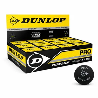 Dunlop Squashbälle Pro, 2 gelbe Punkte | Offizieller PSA- & World-Squash-Ball | Doppelter gelber Punkt | Niedriger Bounce | Pro-Kontrolle & Langlebigkeit
