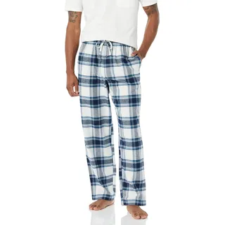 Amazon Essentials Atmungsaktive Pyjamahose für Herren aus Flanell (erhältlich in Big & Tall), Grau-Weiß kariert, XL