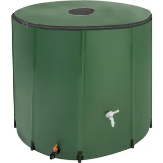 Tectake Regentonne mit Hahn und Überlaufschutz 750 l Grün