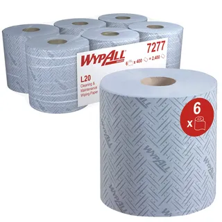 WypAll L20 Haushaltspapier, Blau 2-lagig 7277 – 2-lagige Rolle mit Zentralentnahme – 6 Rollen 400 Blatt