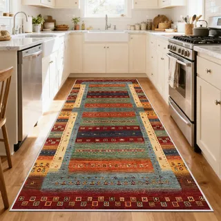 CLOYAO Teppich Läufer Flur Teppichläufer rutschfest Küchenläufer Küche Teppiche Waschbar Bettvorleger Korridor Teppich Treppenteppich für Flur Waschküche Badematten 60 x 90 cm