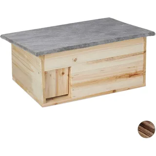 Relaxdays Igelhaus, Bausatz, Igelbau mit Boden, Rattenklappe & Labyrintheingang, Holz, HxBxT: 21 x 46 x 34 cm, Farbwahl