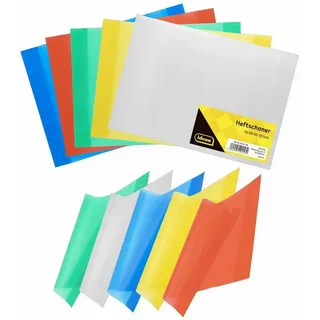IDENA Heftschoner aus Kunststoff 120 μm 2 x 5 Farben DIN A4 10 Stück, transparent, Einband, Hülle, für Schule