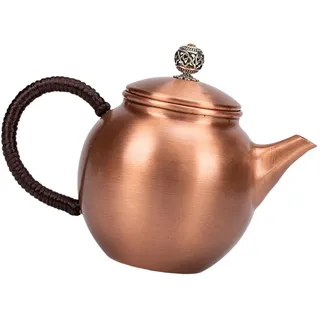 F Fityle Praktische Kupferteekanne, 300 ml, Teekessel, Wasserkessel, Stabiler, handgefertigter, verdickter Mehrzweck-Kupfertopf für das Camping-Teehaus
