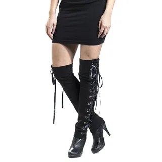Gothicana by EMP Damen schwarze Beinstulpen mit Schnürung - L-XL