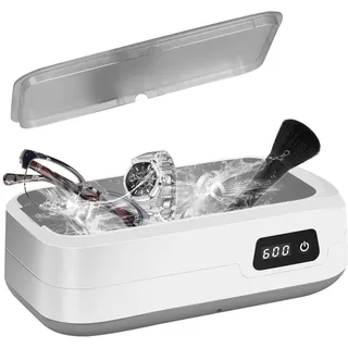 Ultraschallreinigungsgerät Brille 49000Hz, 640ML Tragbar Brillenreinigungsgerät, Digitaler Brillenreiniger mit 5 Modi & LED-Timer,48W Ultraschallgerät inkl,für Brillen,Münzen,Fingerringe,Zahnersatz