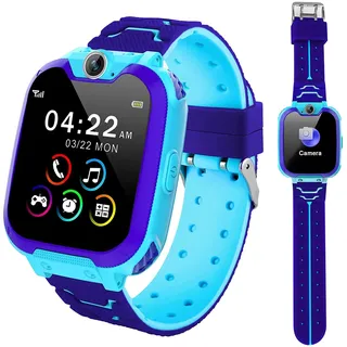 Kesasohe Smartwatch Kinder, wasserdichte Kind Uhr mit Musik Wecker Taschenrechner 11 Spiele Uhr Kinder, Geschenke für Schüler im Alter