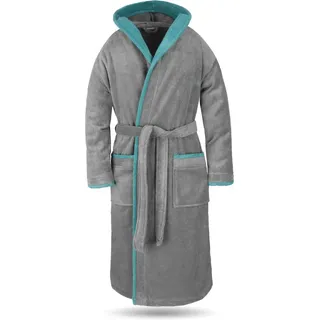 Normani Unisex Baumwoll-Bademantel Rob in Grau/Petrol | Gr.: M