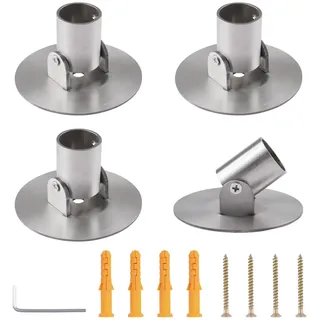 UFURMATE Duschvorhangstangenhalterung, 26 mm Innendurchmesser, Titanstahl, Gardinenstangenhalter, Duschvorhangstange, einzelner Schwenkflansch (Silber), 4 Stück