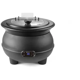HENDI Suppenkessel, 8 Liter Durchmesser 370x300mm 230V/450W, ø370x(H)316mm, Edelstahl, Polypropylen, schwarz