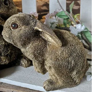 Gold Hase Antik-Stil Osterhase 15 cm Altgold Figur Osterdekoration Ostern Hase