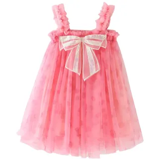 Strand Tutu Party Layered Pailletten Kleid Kleinkind Prinzessin Casual Baby 16Y Geburtstag Bowknot Kleider Tüll Sommer Strand Kinder Ärmellose Kleider Mädchen Mädchen Kleider (Hot Pink, 3-4 Years)