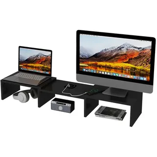 Vicco Monitorständer Halva, 82 x 16 cm mit QI-Ladestation und USB