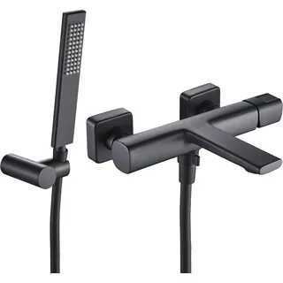 OEM Laveo Tores Schwarze Wand-badewannenarmatur mit Duschset