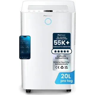 Pro Breeze OmniDry Luftentfeuchter mit App & WLAN, 20L in 24h Entfeuchtungsleistung - Luftentfeuchter elektrisch mit Wäschemodus, Feuchtigkeitssensor, Timer - Gegen Schimmel - Entfeuchter Dehumidifier