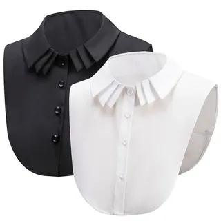 LoudSung Fake Collar Abnehmbare halbe Hemdbluse Falscher Kragen Mehrlagiges Plissee-Kragen Top Elegant für Damen Mädchen - 16