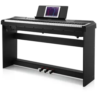 Donner Digitalpiano 88 Tasten halbgewichtetes elektrische Tastatur Keyboard E-pinao DEP-10 (Set, Möbelständer, Dreifachpedalen, Netzteil), ideal fur Piano-Einsteiger,tragbar schwarz