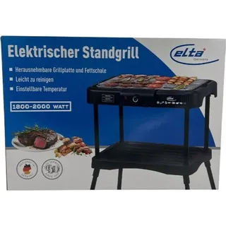 Elta® Elektro Grill Barbecue-Tischgrill Indoor-Outdoor BBQ elektrischer Standgrill - Schwarz