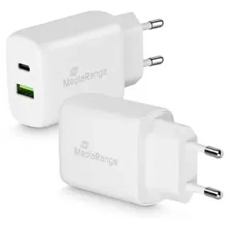 MediaRange 25W Steckdosen-Ladeadapter USB-C, USB-A