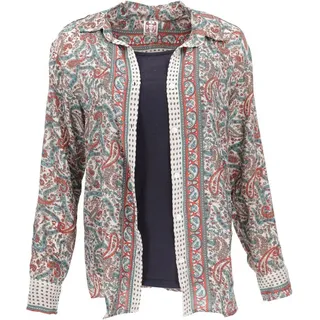 Guru-Shop Longbluse Leichte Boho Bluse, Sommerbluse, Damen.. alternative Bekleidung blau|weiß S
