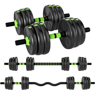 sportnow Hantelset verstellbar 20 kg Kurzhanteln grün