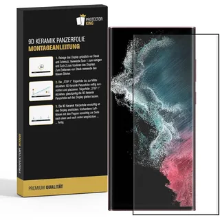 PROTECTORKING 3x 9D Keramik-Glass für Samsung Galaxy S22 Ultra FULL COVER 3D KLAR Panzerfolie Displayschutz Schutzfolie Ceramic Screen-Protector