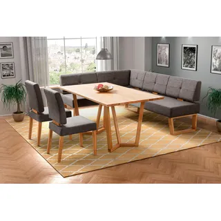 Home Affaire Eckbankgruppe »Ponza Eckbank Küchenbank BESTSELLER«, (Set, 4 tlg.), Sitzgruppe Esszimmer Stühle Tisch und Bank bequem gepolstert braun Eiche geölt,