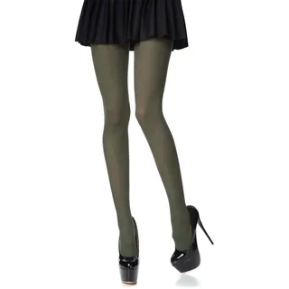 POSE 40 DEN Mikrofaser Strumpfhose für Damen | Reißfest Strumpfhosen mit hoher Taille in Weiß, Schwarz, Rot, Rosa, Blau, Grün, Lila, Braun, Gelb Farbe | 2, khaki - S