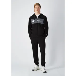 Champion Jogginganzug CHAMPION "Sportswear Hooded Full Zip Suit", Herren, Gr. 3XL, schwarz (nbk, nbk, igt), Sweatware, Obermaterial: 55% Baumwolle, 45% Polyester, Sportanzüge Jogginganzug, mit Kapuze, zweiteiliges Set, aus Baumwolle und Polyester, Sweatware