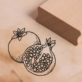 DEKO-LANDO Stempel Granatapfel - Motivstempel aus lackiertem Buchenholz, ca. 38 x 38 mm