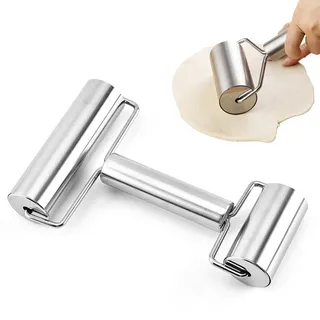 Teigroller Klein, Teigroller Edelstahl,TeigrollerMit 2 Walzen, Kleiner TeigrollerEdelstahl Müheloses Ausrollen Von Teigen Für Pizza, Fondant, Kuchen, Kekse, Pasta, Spülmaschinenfest