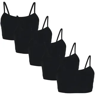 TupTam Mädchen Bustier mit Spaghettiträger 5er Pack, Farbe: Schwarz, Größe: 134-140 - 134-140