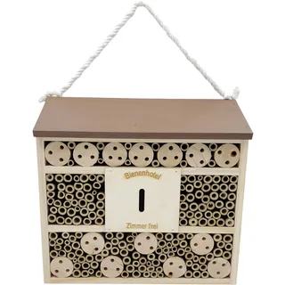 Dehner Natura Insektenhotel Andrena, ca. 29.5 x 9.5 x 28.5 cm, Kiefern-, Tannenholz/Bambus/Sperrholz, natur