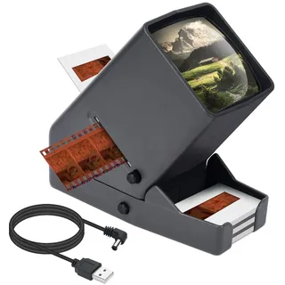 Suceem 35mm Diaprojektor für Alte Dias - Diabetrachter 3-facher Vergrößerung und LED-Beleuchtetem Diaprojektor mit USB-Stromkabel Dia