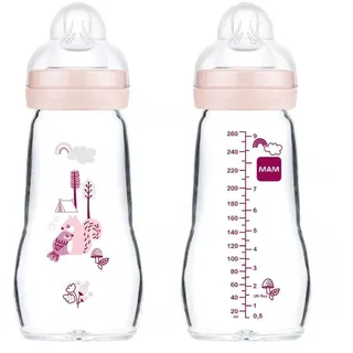 MAM Feel Good Zuigfles Glass Matt Girl 2 Maanden+ 260 ml Flaschen