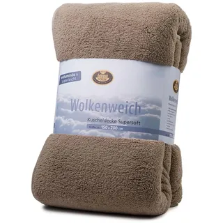Gözze Wolkenweich Kuscheldecke, Schaffellimitat, 100% Polyester (Mikrofaser), 150 x 200 cm - Stein